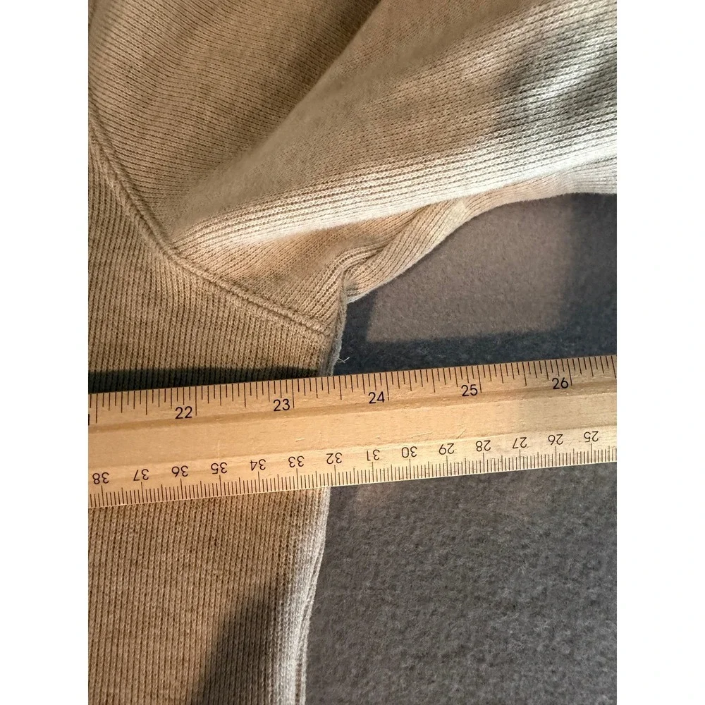 Polo Ralph Lauren Sweater Quarter Zip Large Beige Cotton Ribbed Knit Pullover